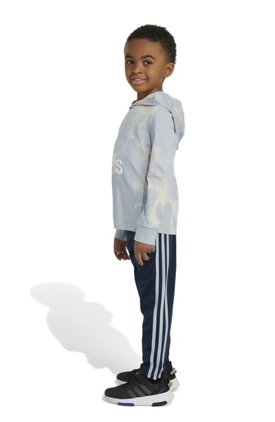 Shop Adidas Originals Kids' Logo Hooded T-shirt & Track Pants Set In Wonder Blue