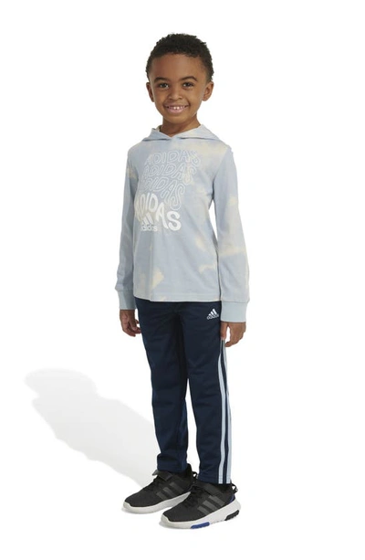 Adidas Originals Kids' Logo Hooded T-shirt & Track Pants Set In Wonder Blue