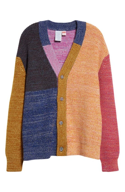 Shop Waste Yarn Project Patti Colorblock One Of A Kind V-neck Cardigan In Beige Multi