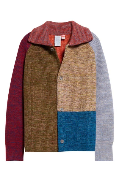 Shop Waste Yarn Project Una Colorblock One Of A Kind Cardigan In Brown Multi