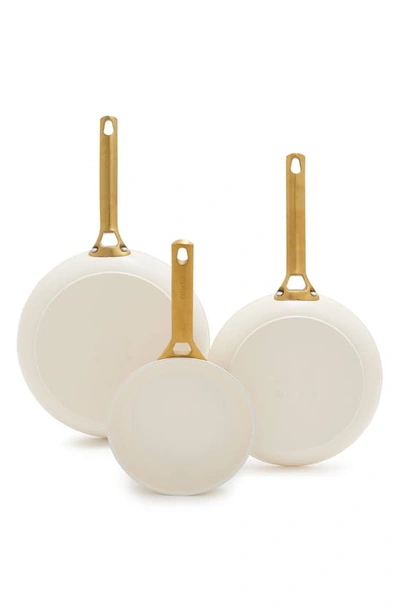 Shop Greenpan Reserve Set Of 3 Nonstick Ceramic Frying Pans In Cream