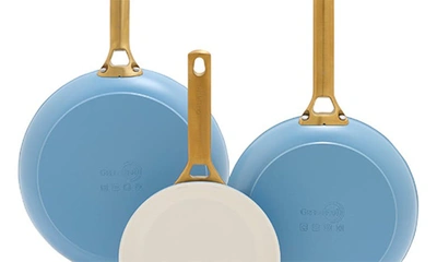 Shop Greenpan Reserve Set Of 3 Nonstick Ceramic Frying Pans In Sky Blue