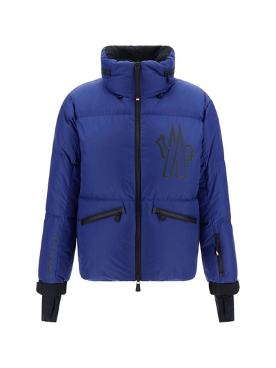 Moncler Printed Down Jacket With Hood And Ski Pass Pocket In 751