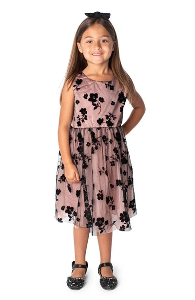 Shop Popatu Kids' Floral Mesh & Tulle Dress In Peach