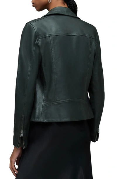 Shop Allsaints Dalby Leather Moto Jacket In Sycamore Green