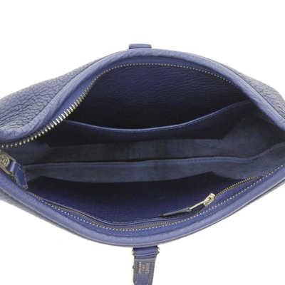 Shop Hermes Trim Leather Shoulder Bag () In Blue
