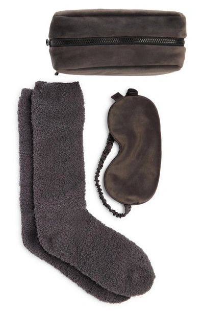 Shop Barefoot Dreams Luxe Chic Eye Mask & Socks Set In Carbon