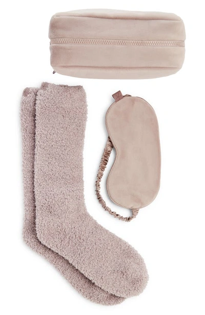 Shop Barefoot Dreams Luxe Chic Eye Mask & Socks Set In Deep Taupe