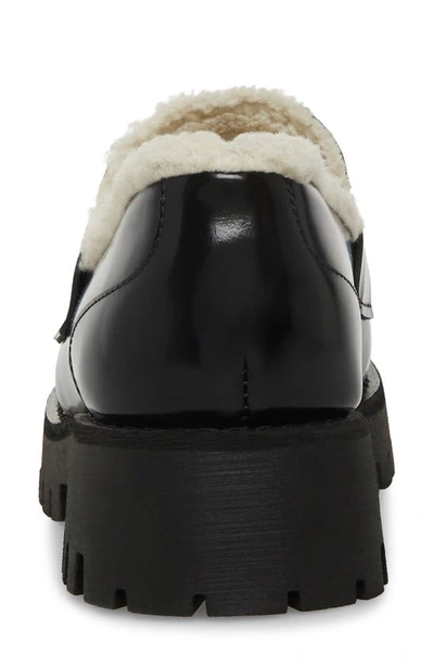 Shop Steve Madden Lando Faux Shearling Lined Lug Sole Loafer In Black
