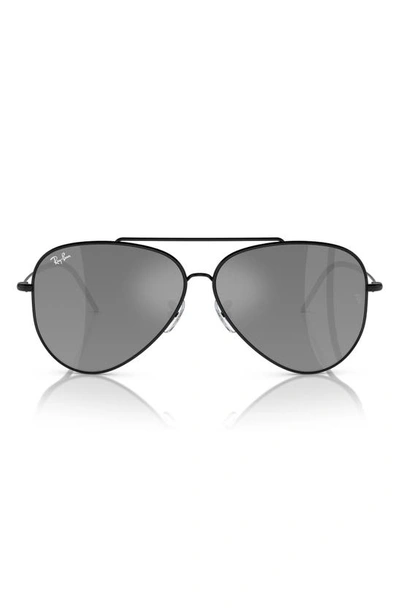 Ray Ban Sunglasses Unisex Aviator Reverse - Black Frame Silver Lenses 62-11 In Black