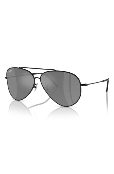 Ray Ban Sunglasses Unisex Aviator Reverse - Black Frame Silver Lenses 62-11 In Black