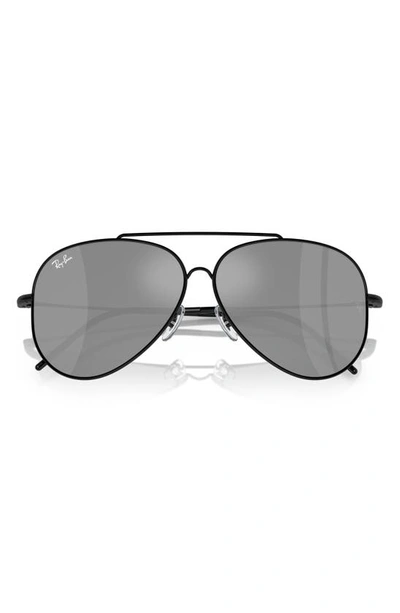 Ray Ban Sunglasses Unisex Aviator Reverse - Black Frame Silver Lenses 62-11 In Black