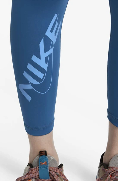 Shop Nike Pro Dri-fit Mid-rise 7/8 Leggings In Industrial Blue/ Blue