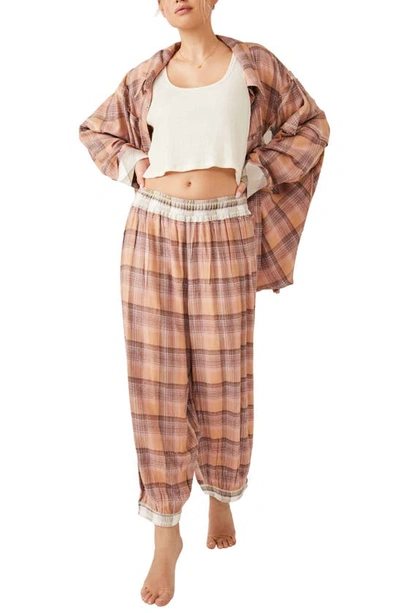 Shop Free People Fallin' For Flannel Lounge Pants In Tan Combo