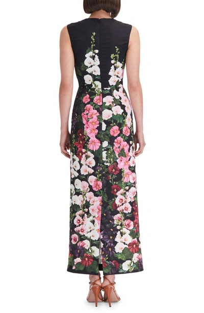 Shop Oscar De La Renta Hollyhock Print Sleeveless Sheath Dress In Pink/ Black