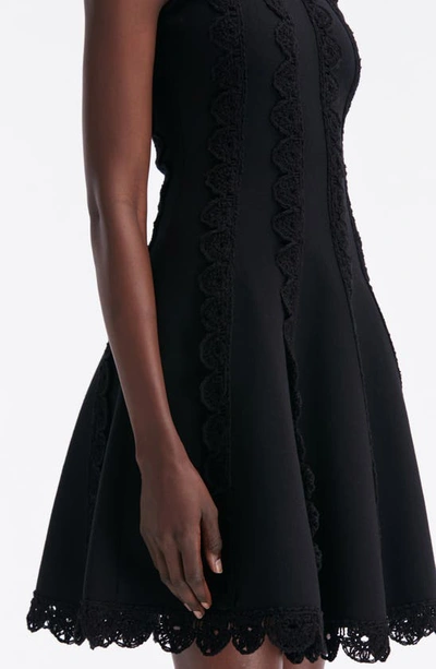 Shop Oscar De La Renta Scallop Trim Sleeveless Fit & Flare Dress In Black