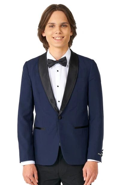 Shop Opposuits Kids' Midnight Blue Two-piece Tuxedo Suit With Bow Tie In Navy