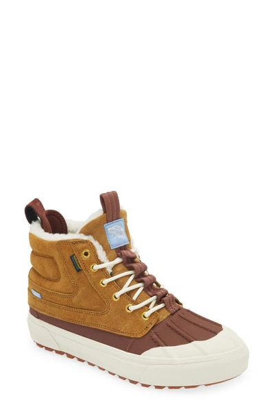 Shop Vans Sk8-hi Del Pato Mte-2 Faux Shearling Lined Sneaker In Wood Thrush