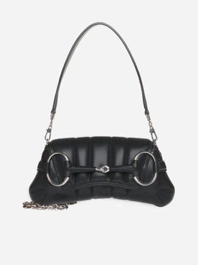 Shop Gucci Horsebit Chain Small Leather Bag In Black