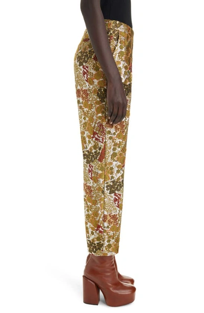 Shop Dries Van Noten Poumas Floral Brocade Ankle Pants In Gold 954