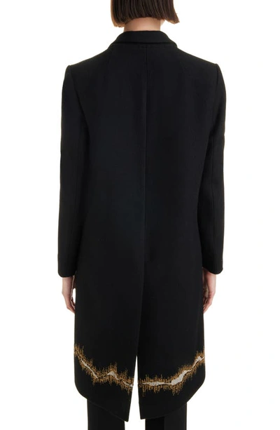 Shop Dries Van Noten Richy Embroidered Hem Wool Flannel Coat In Black