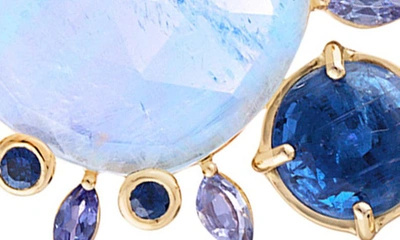Shop Eden Presley Stone & Diamond Huggie Hoop Earring Charms In Gold/ Blue