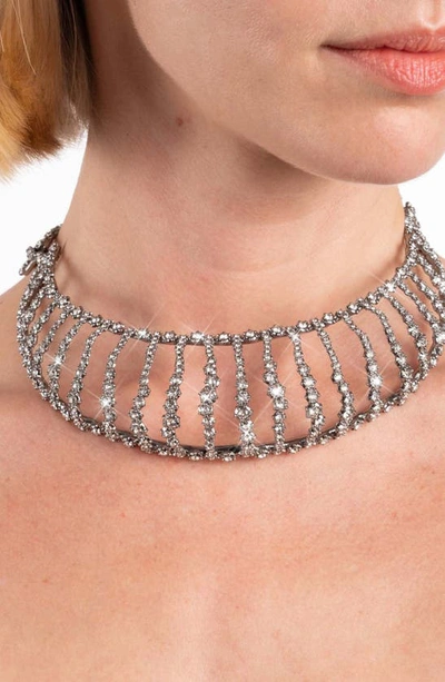 Shop Alexis Bittar Punk Royale Crystal Collar Necklace In Crystals
