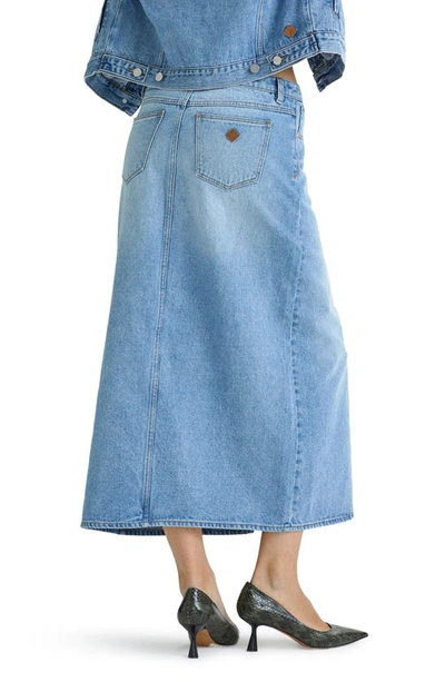 Shop Abrand '99 Sylvie Low Rise Denim Maxi Skirt In Distressed Light Denim
