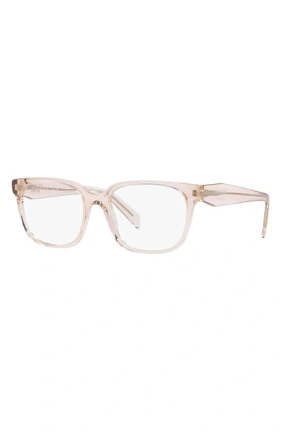 Prada 52mm Rectangular Optical Glasses In Pink