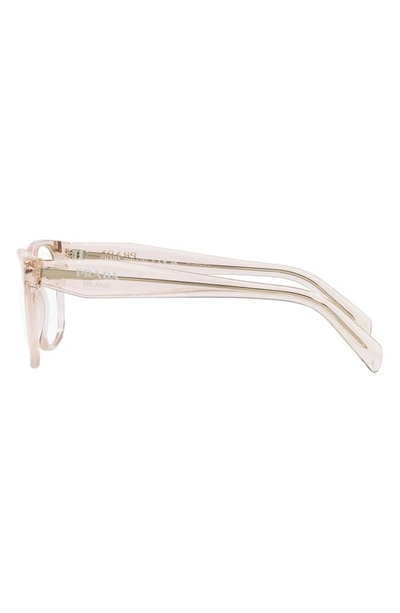 Prada 52mm Rectangular Optical Glasses In Pink