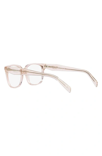 Prada 52mm Rectangular Optical Glasses In Pink