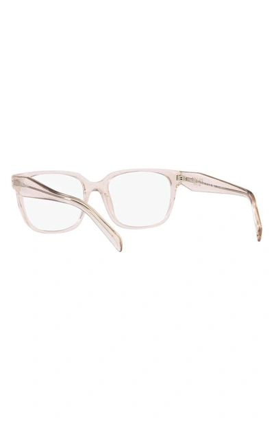 Prada 52mm Rectangular Optical Glasses In Pink