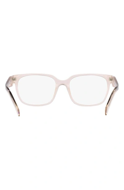 Prada 52mm Rectangular Optical Glasses In Pink