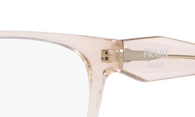 Prada 52mm Rectangular Optical Glasses In Pink
