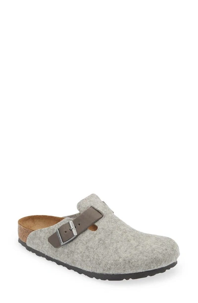 Birkenstock Boston Wool Felt Clog In Light Gray/ Iron
