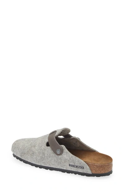 Birkenstock Boston Wool Felt Clog In Light Gray/ Iron