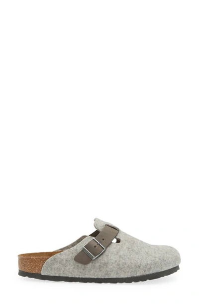 Birkenstock Boston Wool Felt Clog In Light Gray/ Iron