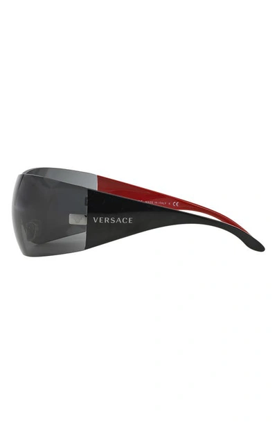 Shop Versace 141mm Square Shield Sunglasses In Gunmetal