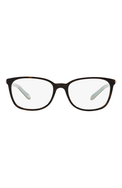 Shop Tiffany & Co 51mm Rectangular Optical Glasses In Havana Blue