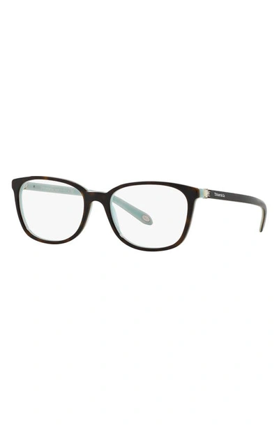 Shop Tiffany & Co 51mm Rectangular Optical Glasses In Havana Blue