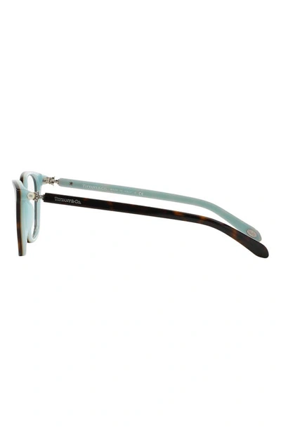 Shop Tiffany & Co 51mm Rectangular Optical Glasses In Havana Blue