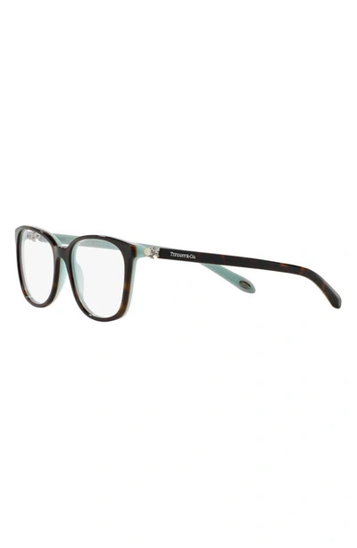 Shop Tiffany & Co 51mm Rectangular Optical Glasses In Havana Blue