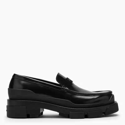 Shop Givenchy Terra Black Leather Loafer In Nero