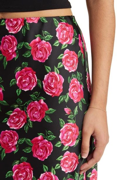 Shop Wayf Selena Bias Cut Maxi Skirt In Red Roses