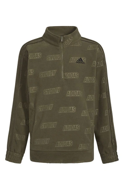 Shop Adidas Originals Kids' Brand Love Cozy Half Zip Pullover In Olive