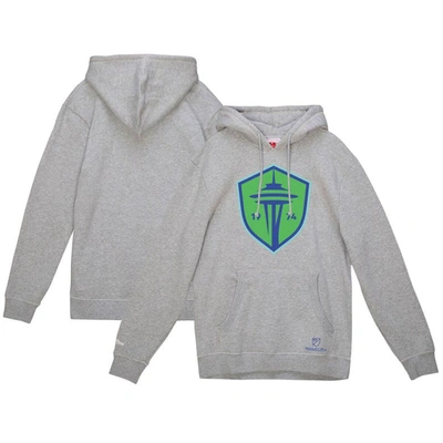 Shop Mitchell & Ness Heather Gray Seattle Sounders Fc Primary Logo Pullover Hoodie