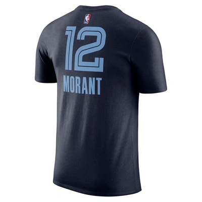 Shop Nike Ja Morant Navy Memphis Grizzlies Icon 2022/23 Name & Number T-shirt