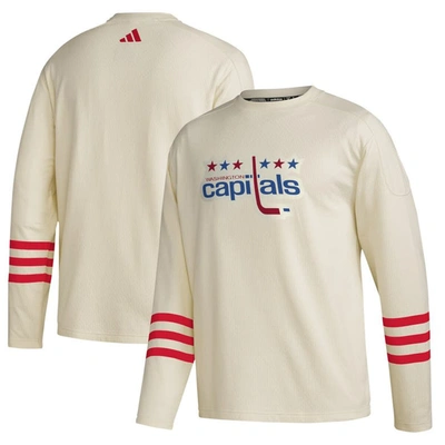 Shop Adidas Originals Adidas Cream Washington Capitals Aeroready Pullover Sweater