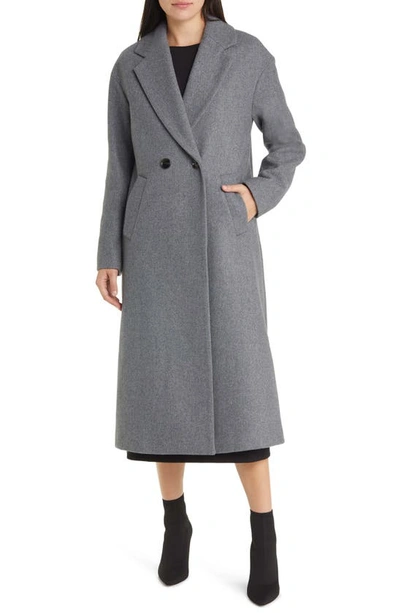 Shop Michael Kors Wool Blend Maxi Coat In Medium Grey