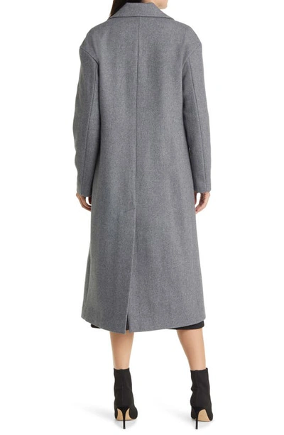 Shop Michael Kors Wool Blend Maxi Coat In Medium Grey